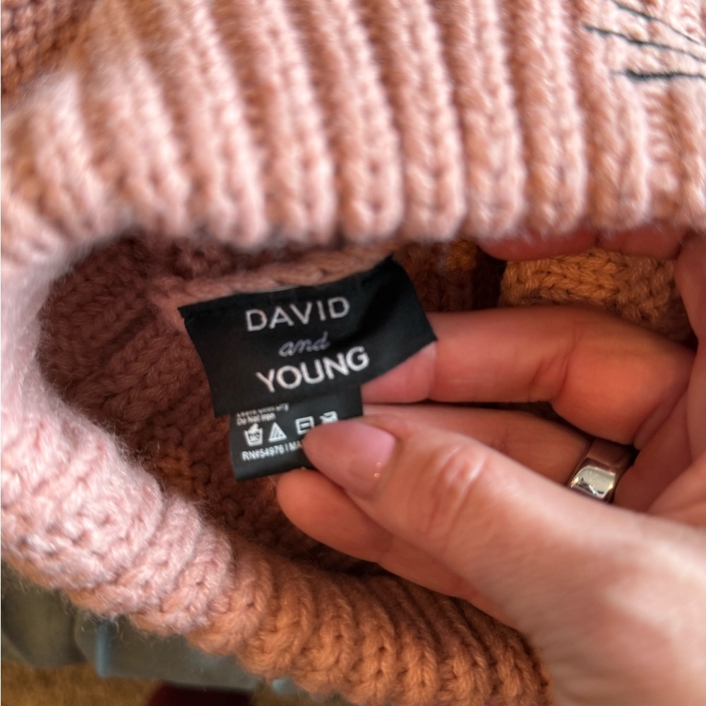 David and Young Pink Gold Cat Ear Beanie - Picture 3 of 4
